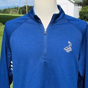 -Pinehurst Adidas 3 Stripe 1/4 Zip Navy L/S Golf Pullover/Sweater Mens Large